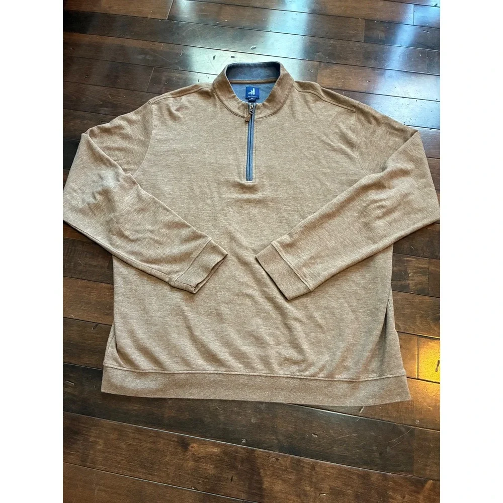 Johnnie-O Sully 1/4 Zip Pullover Tan Heather Men's 2XL Sweatshirt JMKO1610